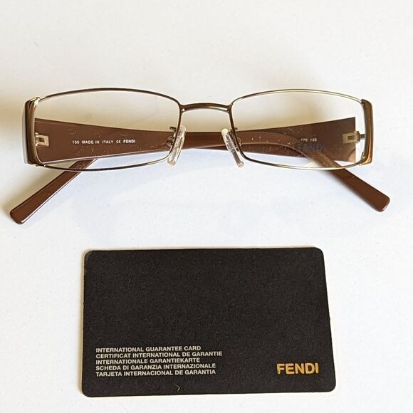 FENDI NWOB Women's Gold & Bronze Brown Logo Eyeglasses Fendi optical frames - Picture 15 of 15